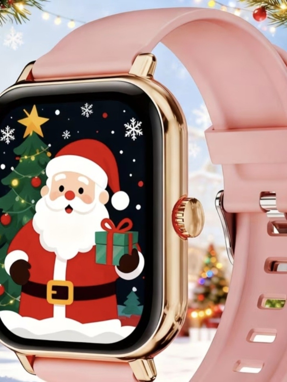 Pink Smartwatch with Rose Gold Case - Fashion Fitness Wearable